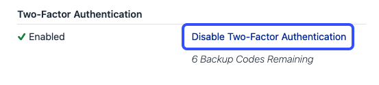 Disable Two-Factor Authentication button