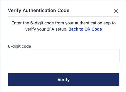 Two-Factor Authentication verification form