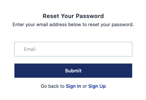 Reset password form