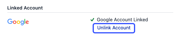 Unlink Google button
