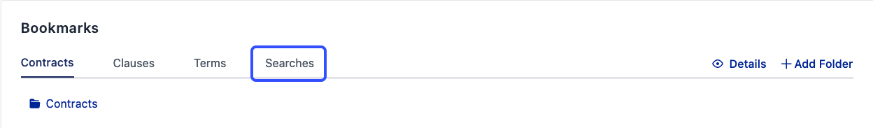 Bookmark searches tab