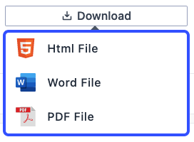 Download document dropdown menu