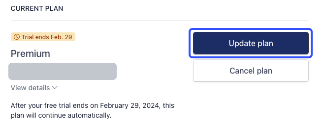 Update plan button